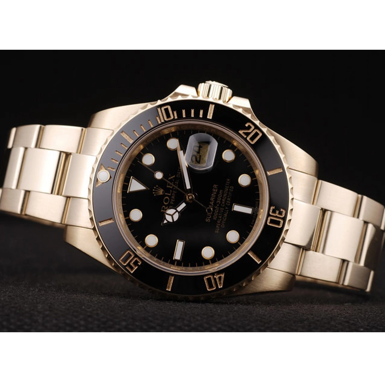 Aaa fake watches 98231 Black Ceramic Bezel Rolex Black Submariner Dial 0516
